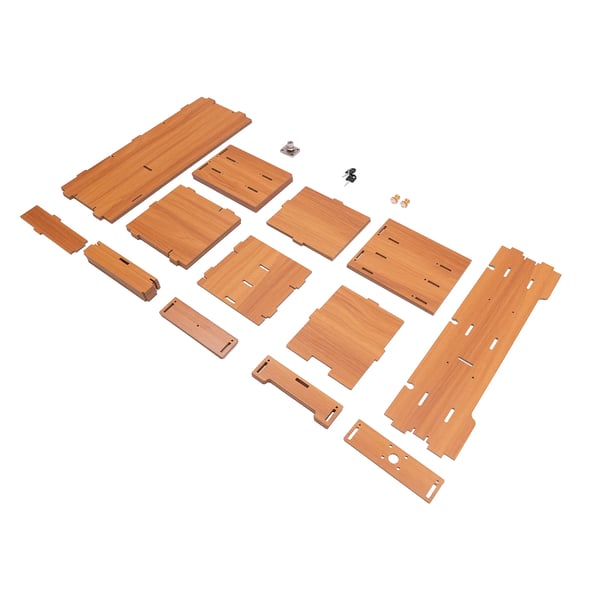 Skærmstander med skuffer - Skrivebordsorganizer - Passer til 33–61 cm skærme - MDF - Maks. 5 kg - Stand 48×20×13,5 cm, samlet længde 65,5 cm - Orange