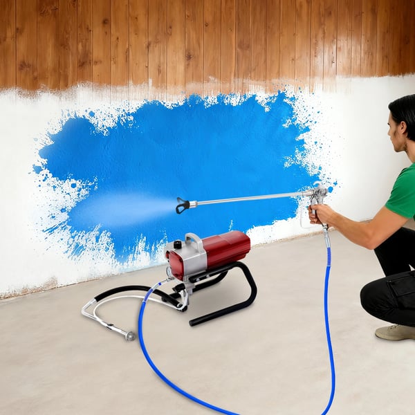 Airless malersprøjte - Elektrisk sprøjtepistol - 1800 W - Flow 1,8 l/min - Højtryksslange 9 m - Dyse 517 - Spraybredde 25 cm - EU-stik - Rød