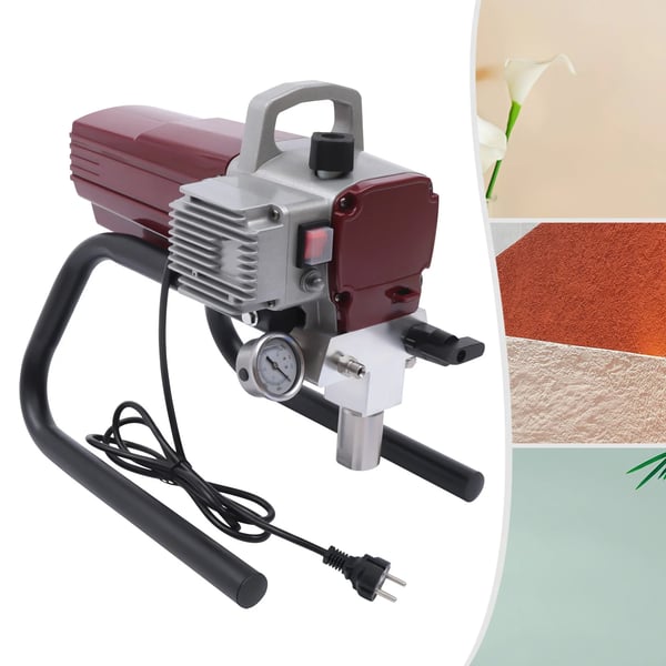 Airless malersprøjte - Elektrisk sprøjtepistol - 1800 W - Flow 1,8 l/min - Højtryksslange 9 m - Dyse 517 - Spraybredde 25 cm - EU-stik - Rød