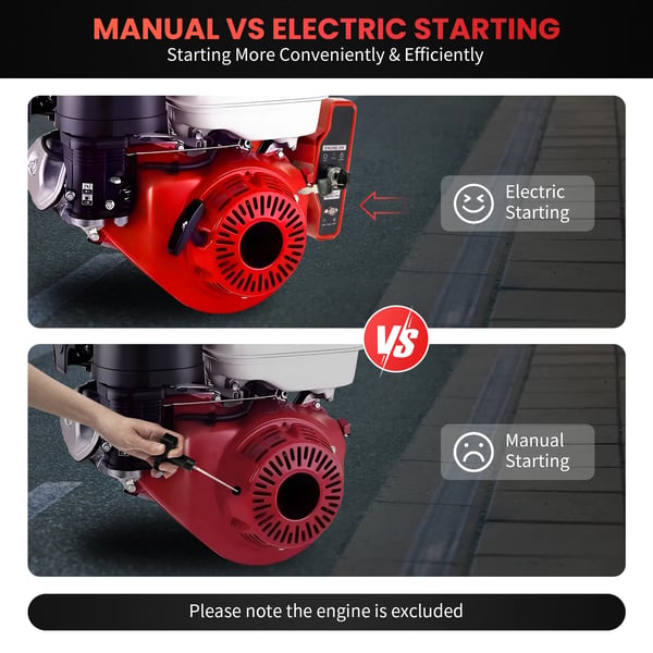 Elektrisk Startkit - Startmotor Sæt - 220V - Til GX160 5,5 hk & GX200 6,5 hk - Svinghjul - Tændingslås - Tændspole - Rød
