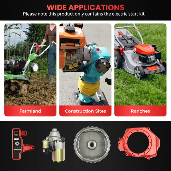 Elektrisk Startkit - Startmotor Sæt - 220V - Til GX160 5,5 hk & GX200 6,5 hk - Svinghjul - Tændingslås - Tændspole - Rød