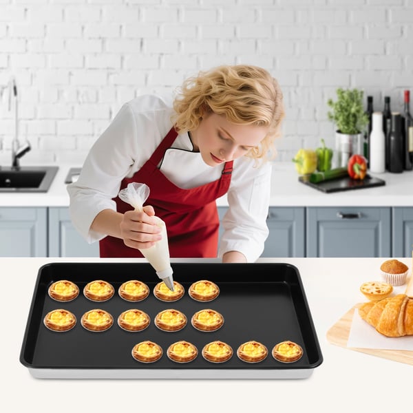 Bageplade - Bradepande 60×40×4,6 cm - Aluminiumlegering - Tåler op til 250°C - Sort