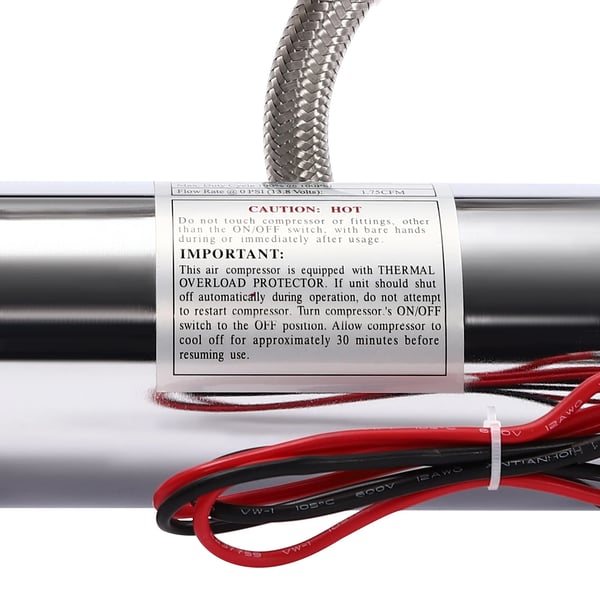 Bilkompressor - 12V bærbar luftkompressor/dækpumpe - 200 PSI højtryk - Til bil og dækinflation - Hvid