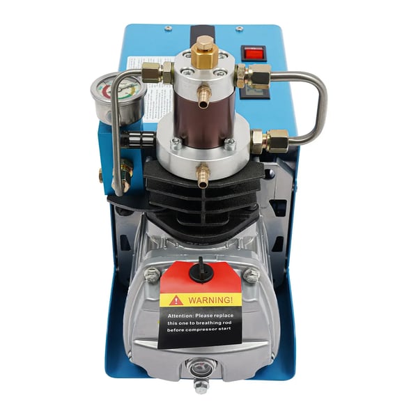 Elektrisk luftpumpe 220V - PCP kompressor - Højtryk - EU-stik - Til PCP luftgevær og dæk - Hvid