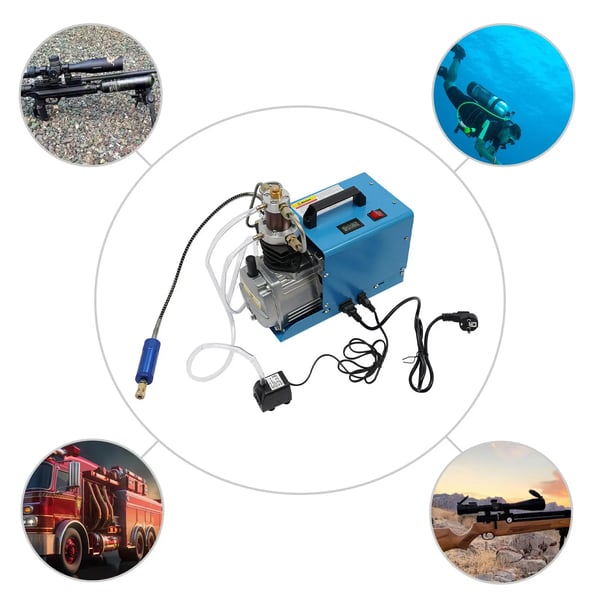 Elektrisk luftpumpe 220V - PCP kompressor - Højtryk - EU-stik - Til PCP luftgevær og dæk - Hvid