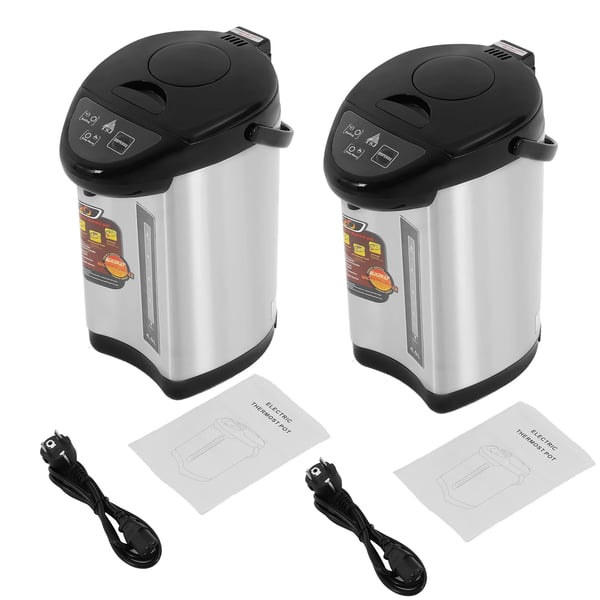 Varmtvandsdispenser - Elektrisk bordskedel - 4 l - 750 W 220 V EU-stik - Tryk-hane - 304 rustfrit stål - 2-pak - Lysegul