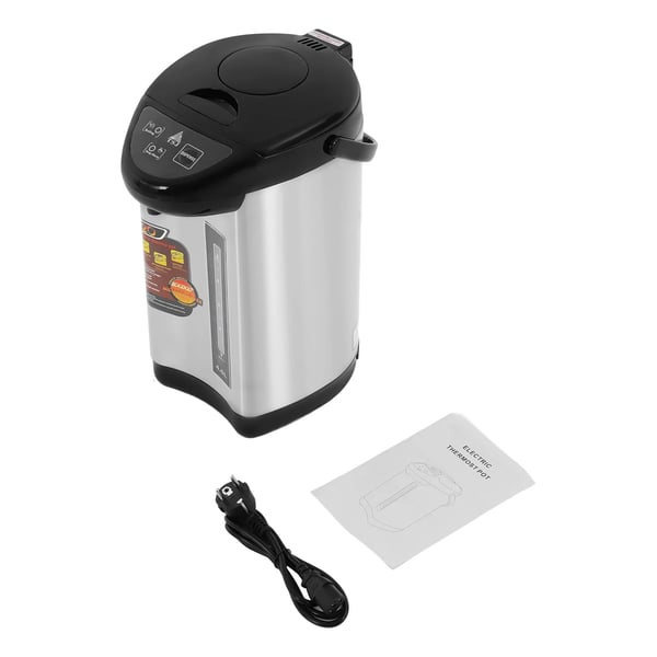 Varmtvandsdispenser - Elektrisk bordskedel - 4 L Kapacitet - 750 W - 220 V EU-stik - 304 Rustfrit Stål - Tryk-hane - Sort
