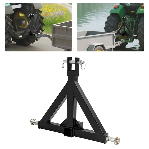 Traktor 3-punkts anhængertræk-adapter - Hurtigkobling - Trekantskobling - 5,08 cm Receiver - Jern - Sort