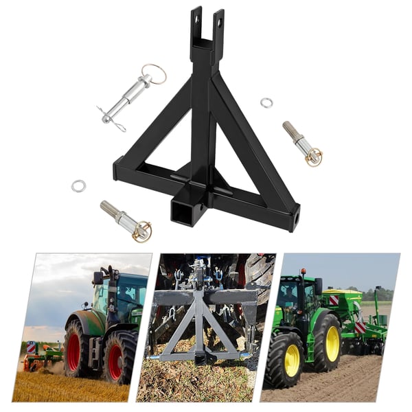 Traktor 3-punkts træk - Hurtigkoblingsadapter Triangelkobling - 5,08 cm receiver til anhængertræk - Jern - L 48,26 cm, B 53,34–69,85 cm - Sort