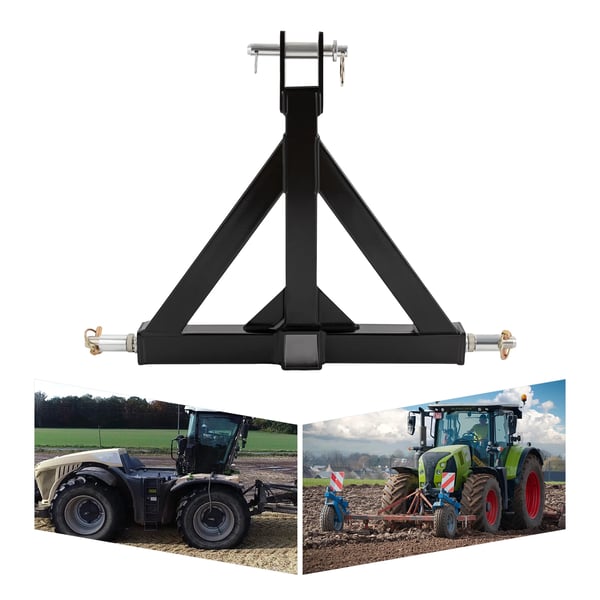 Traktor 3-punkts træk - Hurtigkoblingsadapter Triangelkobling - 5,08 cm receiver til anhængertræk - Jern - L 48,26 cm, B 53,34–69,85 cm - Sort