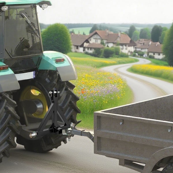 Traktor 3-punkts træk - Hurtigkoblingsadapter Triangelkobling - 5,08 cm receiver til anhængertræk - Jern - L 48,26 cm, B 53,34–69,85 cm - Sort