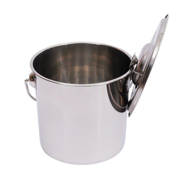 Behållare i rostfritt stål med lock - Kökshink med handtag - Kapacitet 12 L - Diameter 26 cm - Tjocklek 1 mm - Återanvändbar - Silver