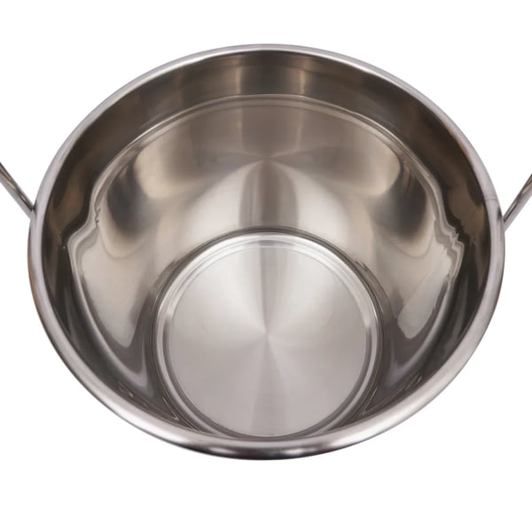 Beholder i rustfrit stål med låg - Køkkenspand med hank - Kapacitet 12 L - Diameter 26 cm - Tykkelse 1 mm - Genanvendelig - Sølv