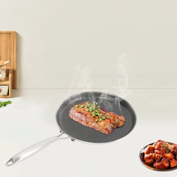 Crêpe- og pandekagepande - Stegepande - Rustfrit stål - Lysegrå
