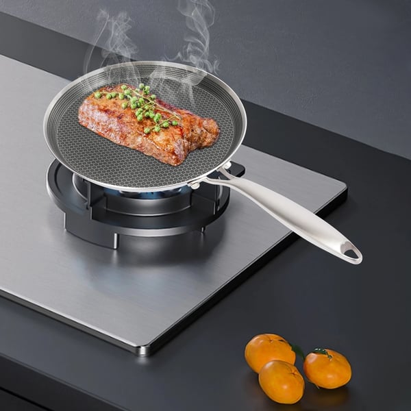 Crêpe- og pandekagepande - Stegepande - Rustfrit stål - Lysegrå