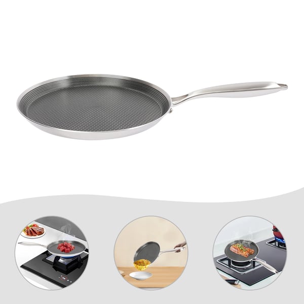 Crêpe- og pandekagepande - Stegepande - Rustfrit stål - Lysegrå