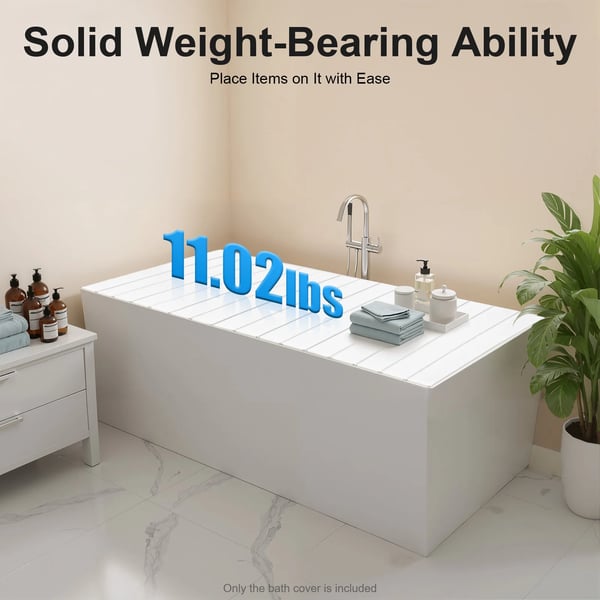 Badekarsdæksel - Foldbart Badekarsbræt - 70×170×0,65 cm - PVC - Hvid