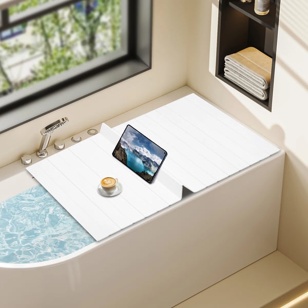 Badekarsdæksel - Foldbart Badekarsbræt - 70×170×0,65 cm - PVC - Hvid
