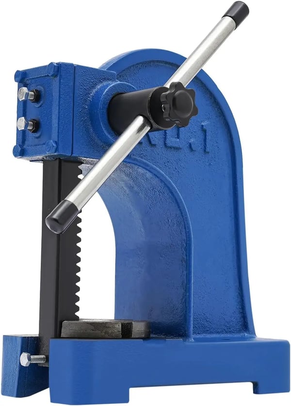 Dornpresse - 1 ton håndspakpresse - Robust stål - Til stansning af læder, aluminium, smykker - Manuel bænkpresse