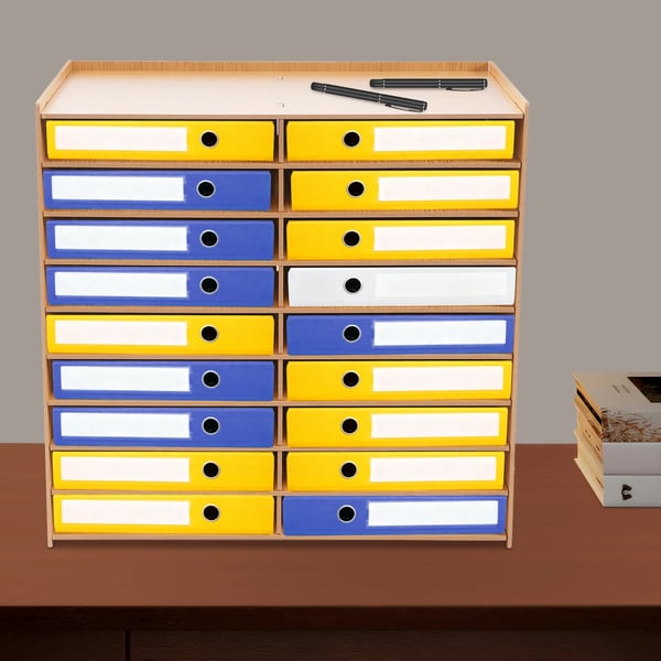 Dokumentholder/Mappeholder - Skrivebordsorganizer - Værktøjsfri montering - Stabil konstruktion - Elegant overflade - Til kontor, hjem og studierum