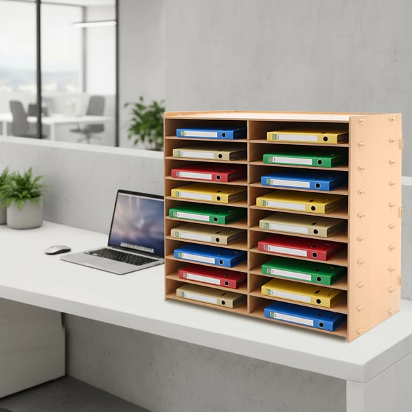Dokumentholder/Mappeholder - Skrivebordsorganizer - Værktøjsfri montering - Stabil konstruktion - Elegant overflade - Til kontor, hjem og studierum