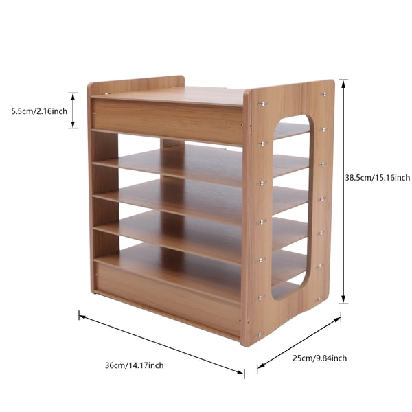 Dokumentholder - Skrivebords dokumentreol - 7 niveauer - A4-format - HDF-plade - 36×25×38,5 cm
