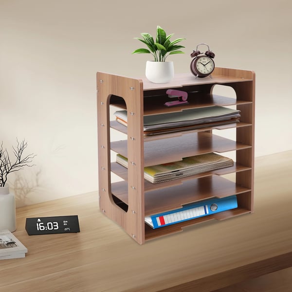Dokumentholder - Skrivebords dokumentreol - 7 niveauer - A4-format - HDF-plade - 36×25×38,5 cm