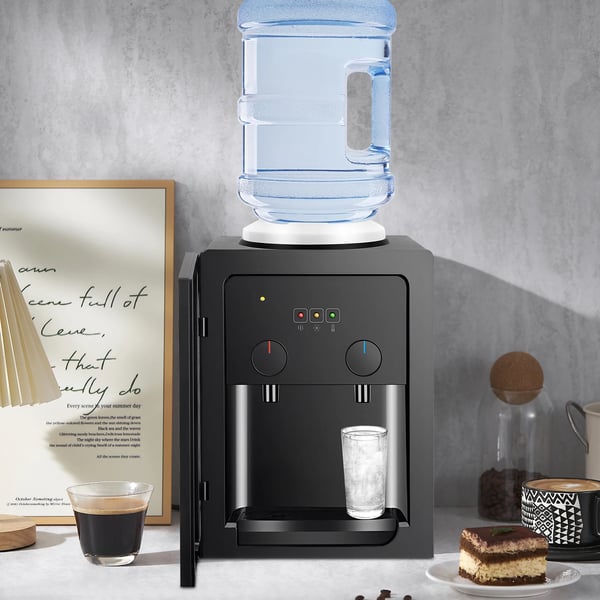 Vanddispenser - Bordmodel - Varm & Kold - 550W Opvarmning, 75W Køling - Temperatur 85–95 °C - Til 3,5–18 L Dunk/Flaske - Spænding 220V 50Hz - Sort