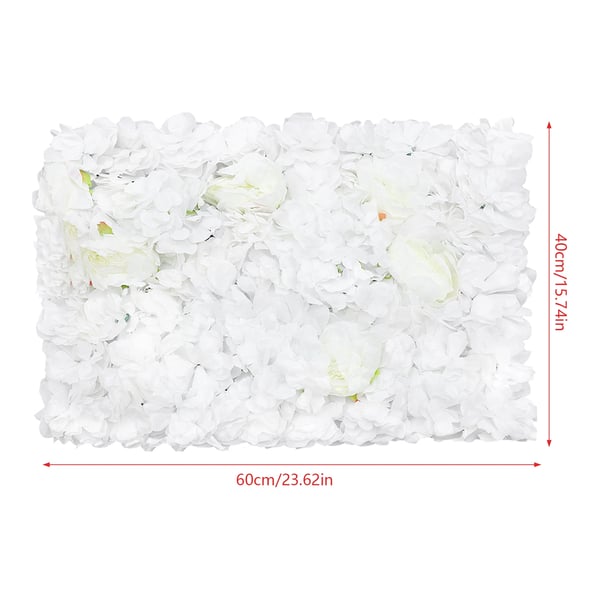 Kunstig blomstervæg - Panel til fotobaggrund - Plast - Blomsterhoveder - Bryllup - Indendørs - Hvid
