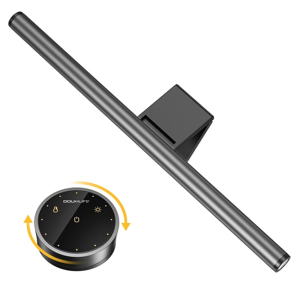 Skærmlampe / Monitor Light Bar - DL-RS1 PLUS - Touchstyring & Fjernbetjening - Justerbar Farvetemperatur - Batteridrevet - <60 lm - Sølvgrå
