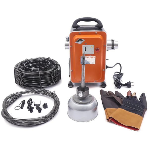 Elektrisk kloak- og afløbsrenser - Rørrenser - 230–240 V - 750 W Motor - Vandtæt Design - Rensespiral til rør - Himmelblå
