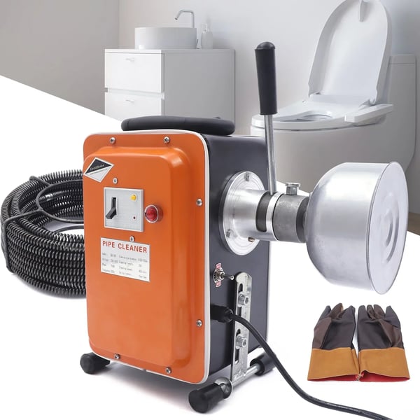 Elektrisk kloak- og afløbsrenser - Rørrenser - 230–240 V - 750 W Motor - Vandtæt Design - Rensespiral til rør - Himmelblå