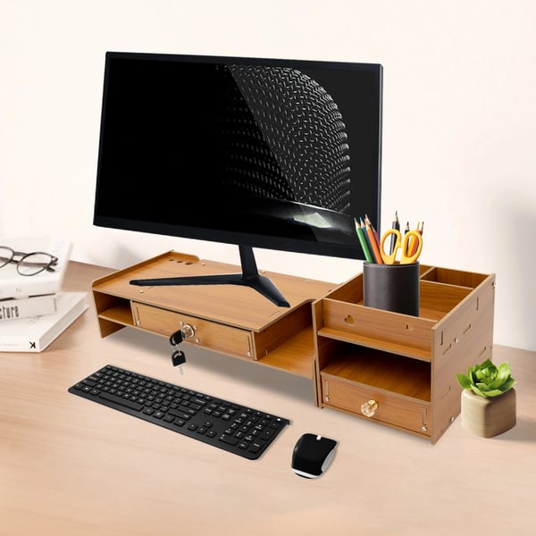 Skærmstander - Skærmhæver - Træ - Belastning 2,5–5 kg - Til computer, laptop og bøger - Ergonomisk skrivebordshylde