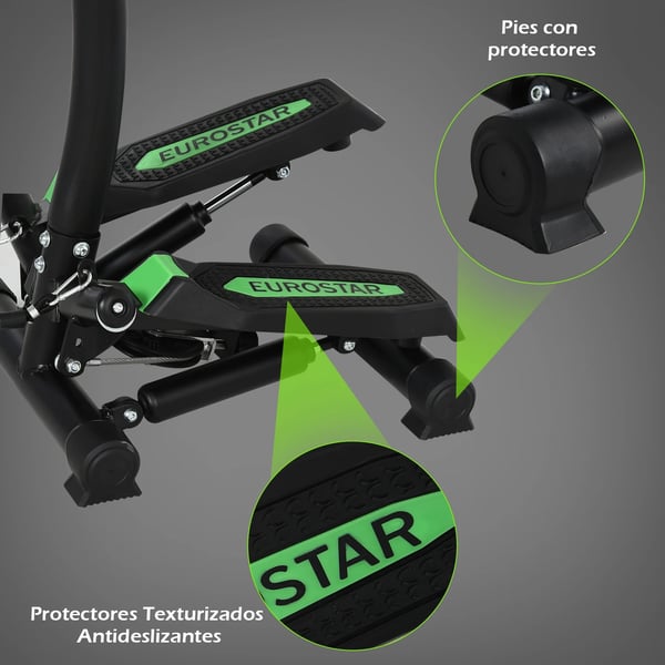 Stepper - Up-Down Stepper - Två Fotstöd - Justerbara Pedaler - Cardio & Core-Träning - Storlek 40×48×118 cm - Modell A90-128 - Svart