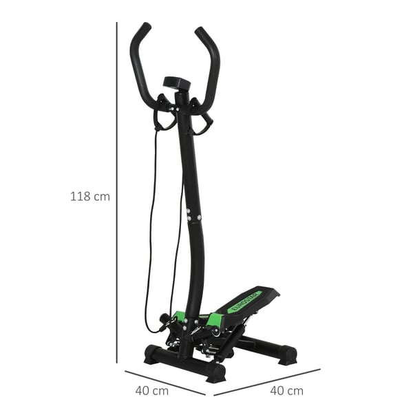 Stepper - Up-Down Stepper - Två Fotstöd - Justerbara Pedaler - Cardio & Core-Träning - Storlek 40×48×118 cm - Modell A90-128 - Svart