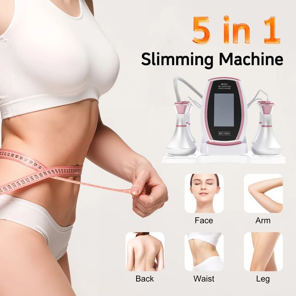 5-in-1 Kavitaatiolaite - Vartalon Muotoilulaite - 80 kHz Ultraääni - 10,92 cm Kosketusnäyttö - 1–10 W Teho - Käsikappale Mukana - Valkoinen