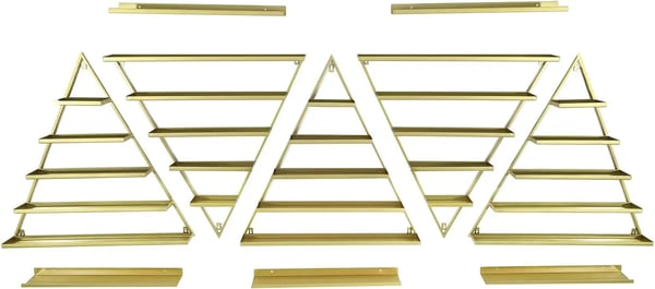 Nagellackshylla & ställ - Väggmonterad metallhylla - Triangulär display - 10-pack - För kosmetika - Guld