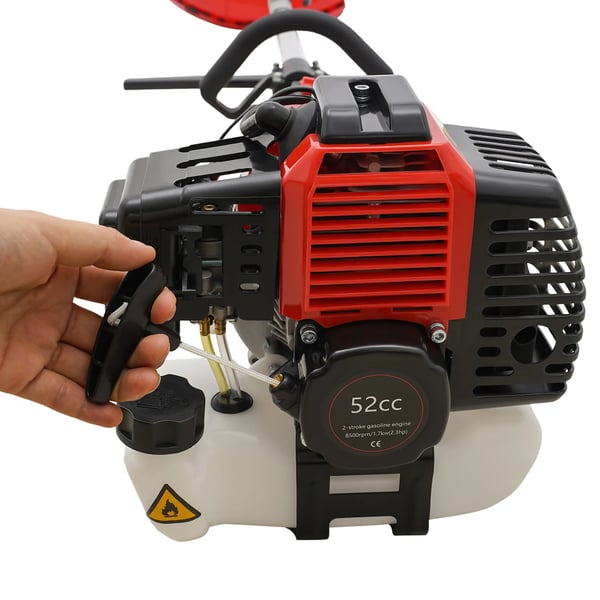 Benzindrevet have-multiværktøj - Plæneklipper/Hækkeklipper - 52 cm³ 2-takt - 1,7 kW - 6500–8500 o/min - Rød