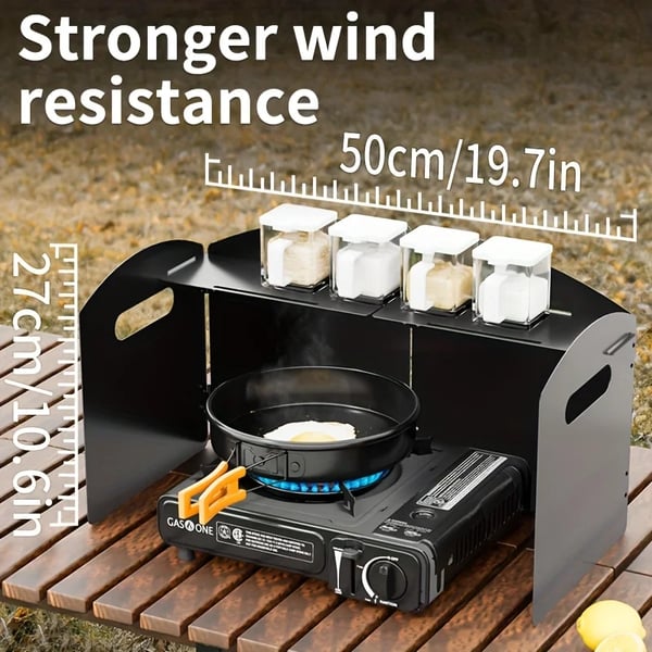 Vindskydd för campingkök - Fällbar modell - Aluminiumlegering - Ultralätt - Portabel - För gasolkök & grill