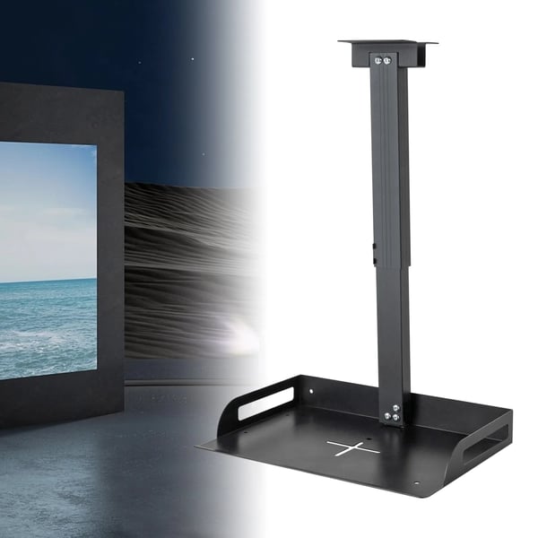 Projektorholder/Projektorbeslag - Loftmontering - Justerbar 34–56 cm - Universal Pasform - Udhulet Bundplade - Med Skinne - Sort