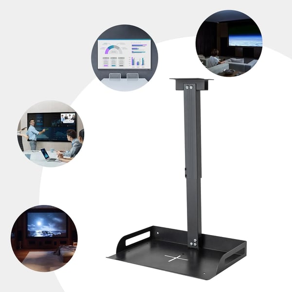 Projektorholder/Projektorbeslag - Loftmontering - Justerbar 34–56 cm - Universal Pasform - Udhulet Bundplade - Med Skinne - Sort