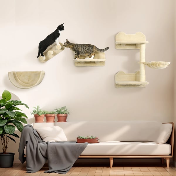 Kattmöbel - Kattträd & Klösträd - 40×28×73 cm - 4 Nivåer - Sisalstolpar - Plysch - Spånskiva - Beige
