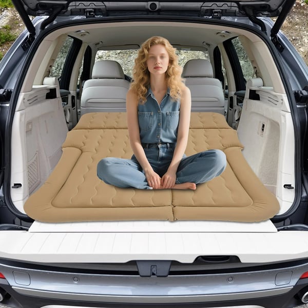 Oppustelig bilmadras - SUV luftmadras - Elektrisk pumpe - 300 kg bæreevne - Stor liggeflade - Tykkelse under 20 cm - Til camping og roadtrips