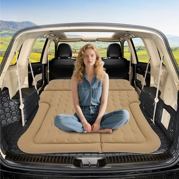 Oppustelig bilmadras - SUV luftmadras - Elektrisk pumpe - 300 kg bæreevne - Stor liggeflade - Tykkelse under 20 cm - Til camping og roadtrips