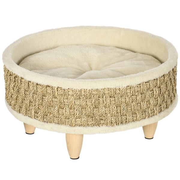 Hundsäng - Rund - Tvättbar Kudde - Plysch - Ram av Spånskiva - Andningsbar - 48 x 48 x 24,5 cm - Beige Hundsäng - Rund - Tvättbar Kudde - Plysch - Ram av Spånskiva - Andningsbar - 48 x 48 x 24,5 cm - Beige