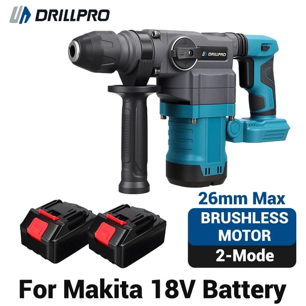 Poravasara - Akkukäyttöinen - 18V Harjaton - 2 Akkua - 10 J Iskuenergia - 3300 rpm - 26 mm Poraushalkaisija - Sininen