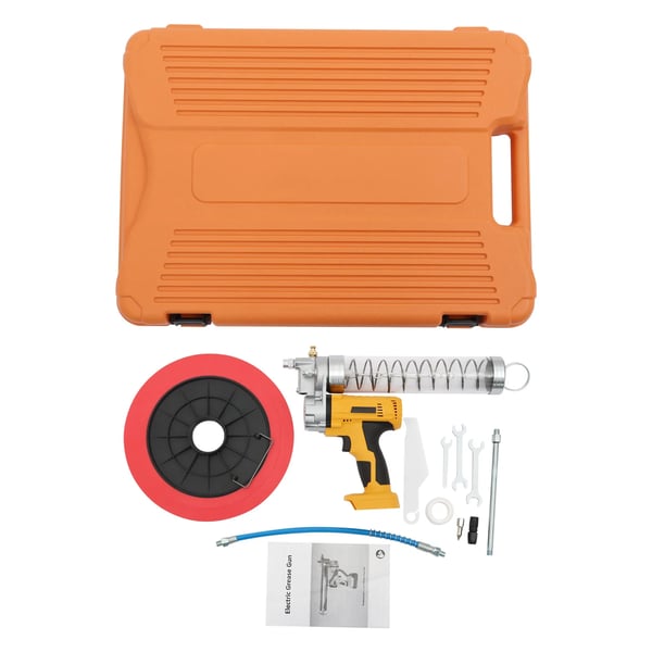 Fedtpistol - Elektrisk Batteridrevet - Tryk 8000 PSI - Flow 60 l/min - Kapacitet 900 cc - Slange 10000 PSI - Li‑ion 21/24 V (uden batteri) - Gul
