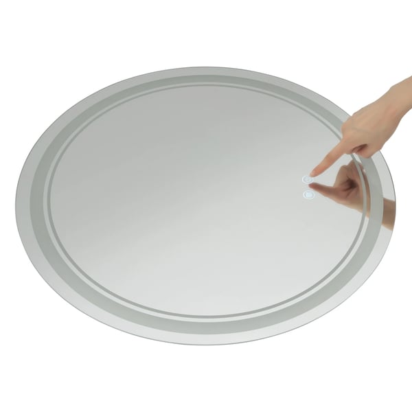 Rundt badeværelsesspejl - Vægspejl - Med lys - Ø 20 cm - Glas med sølvbelægning - Moderne design