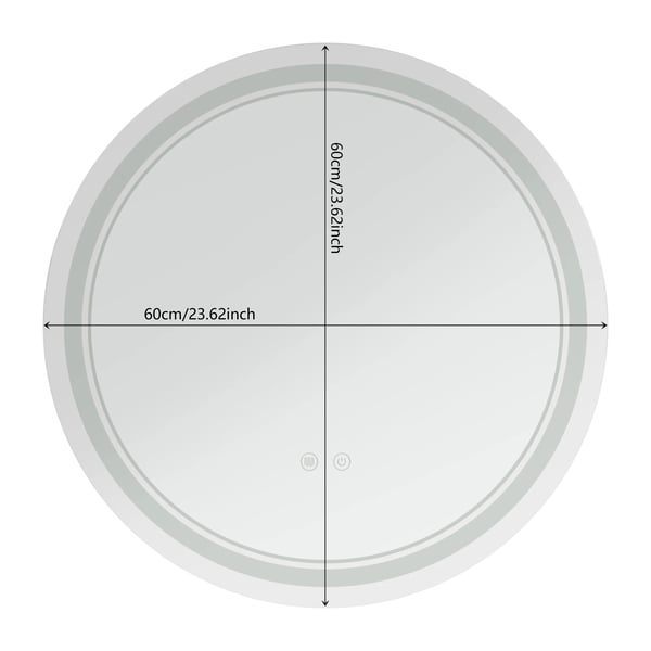 Rundt badeværelsesspejl - Vægspejl - Med lys - Ø 20 cm - Glas med sølvbelægning - Moderne design