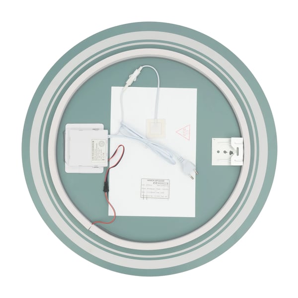 Rundt badeværelsesspejl - Vægspejl - Med lys - Ø 20 cm - Glas med sølvbelægning - Moderne design